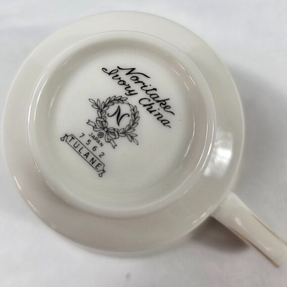 Noritake Tulane Cups & Saucers (2 Cups 4 Saucers) White Scrolls Gold Ring & Rim - Picture 11 of 15